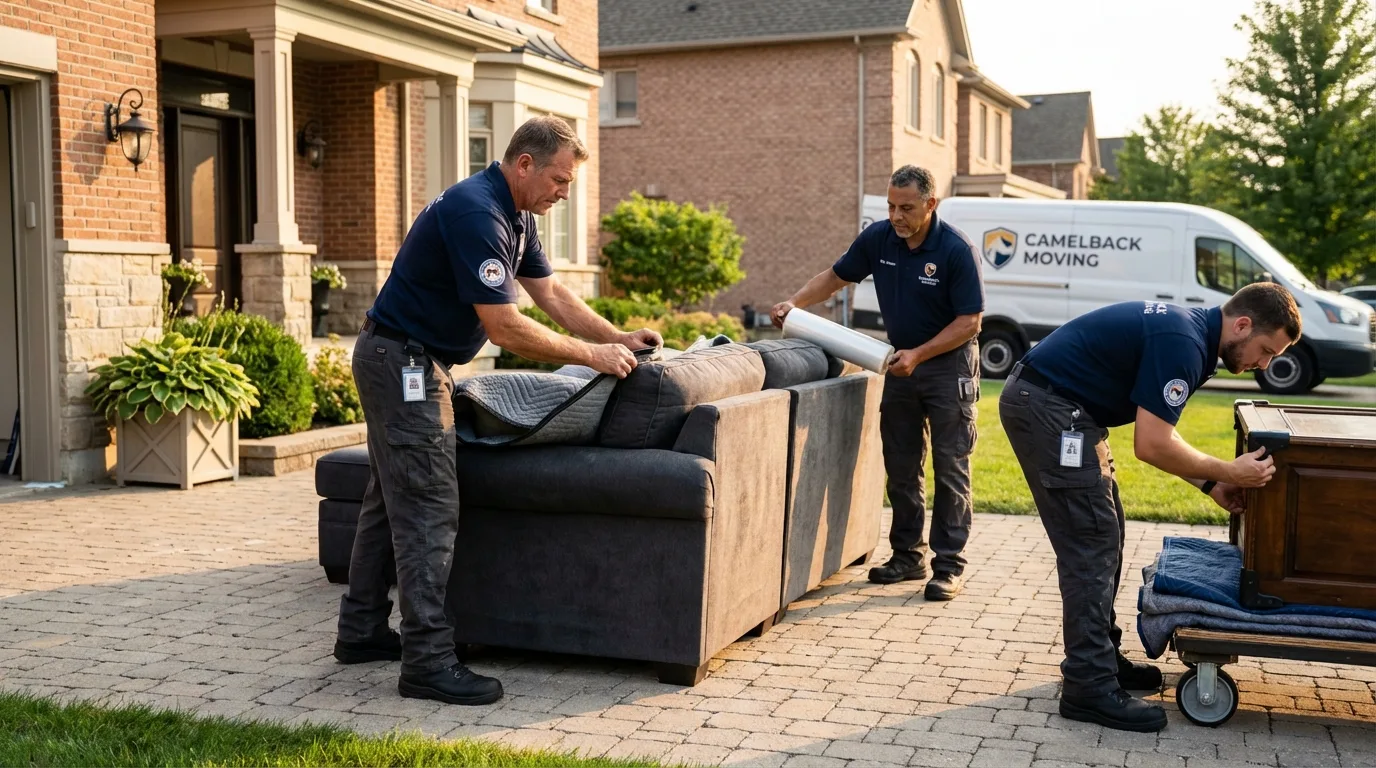Large estate moving crew wrapping furniture in Kernersville, NC