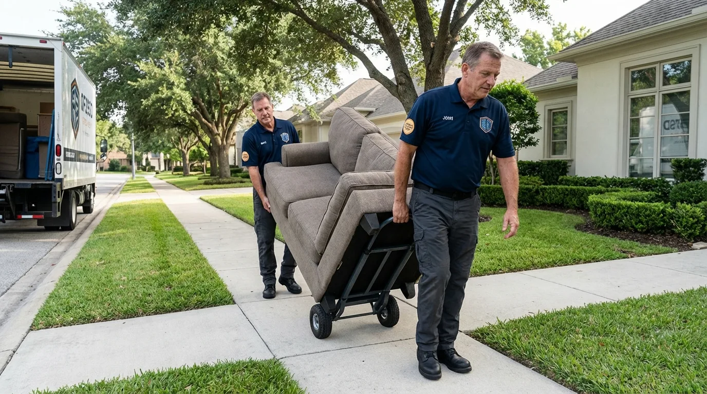 Local residential moving crew loading furniture in Kernersville, NC